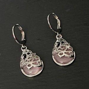 Rose Quartz Leverback Earrings NWOT